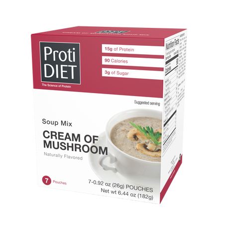 Proti Diet - Cream of Mushroom Soup Mix, 7 Pouches - 1-Pack (CLEARANCE: Best by August 31, 2026)