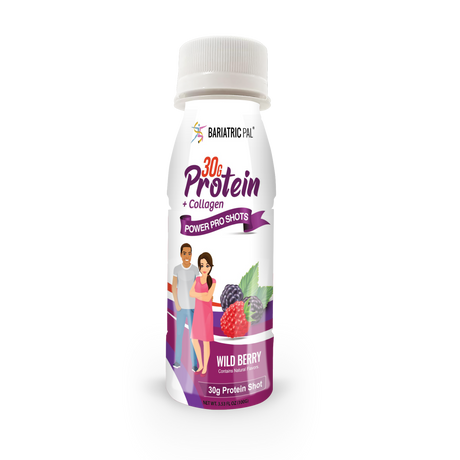 BariatricPal 30g Suero y Colágeno Proteína Completa Power Pro Shots - Frutos del Bosque - Una botella