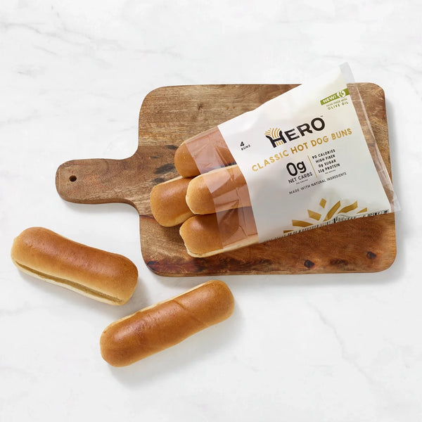 Hero Zero Net Carb Classic Hot Dog Buns, 4 buns