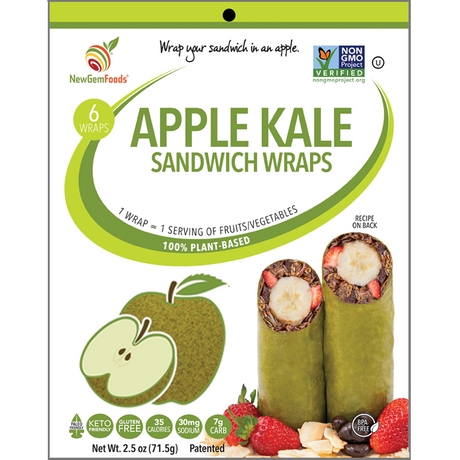 NewGem Foods GemWraps - Apple Kale / One Pack (6 Wraps)