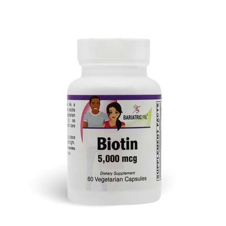 Biotin 5,000 mcg Easy Swallow Vegetarian Capsules by BariatricPal - 60ct.