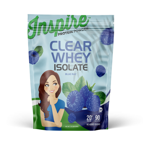 Inspire Protéine de lactosérum claire sans gluten par Bariatric Eating - Framboise bleue - 20 portions / Un pack