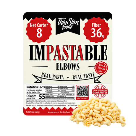 Impastable Elbow Pasta with 4g of protein and 55 calories.
