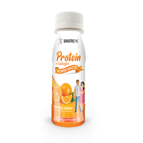 BariatricPal 25g Whey & Collagen Complete Protein Power Shots - Tropical Orange - One Bottle