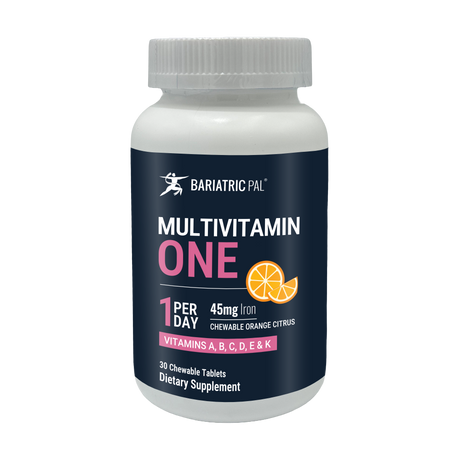 BariatricPal Multivitamin ONE – 1‑Per‑Day Chewable with 45mg Iron (Orange Citrus) - 30-Day Supply