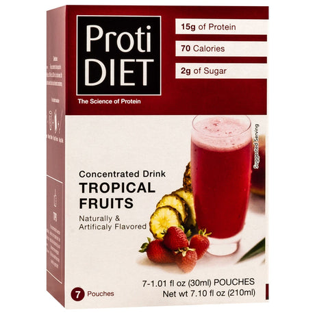 Mélange pour boisson concentré Proti Diet, saveur fruits tropicaux, 7 sachets