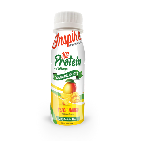 Inspire 30g Whey & Collagen Complete Protein Power Pro Shots - Pêche Mangue - Une bouteille