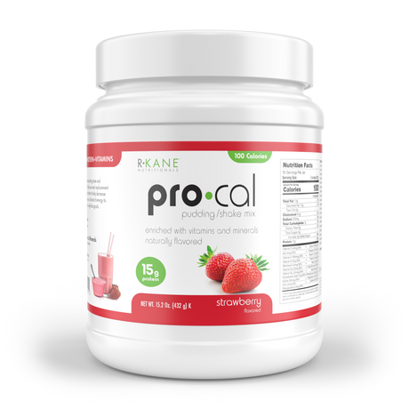 R-Kane Nutritionals Pro-Cal Pudín/Batido Alto en Proteínas Sabor Fresa 432 g (15.2 oz)