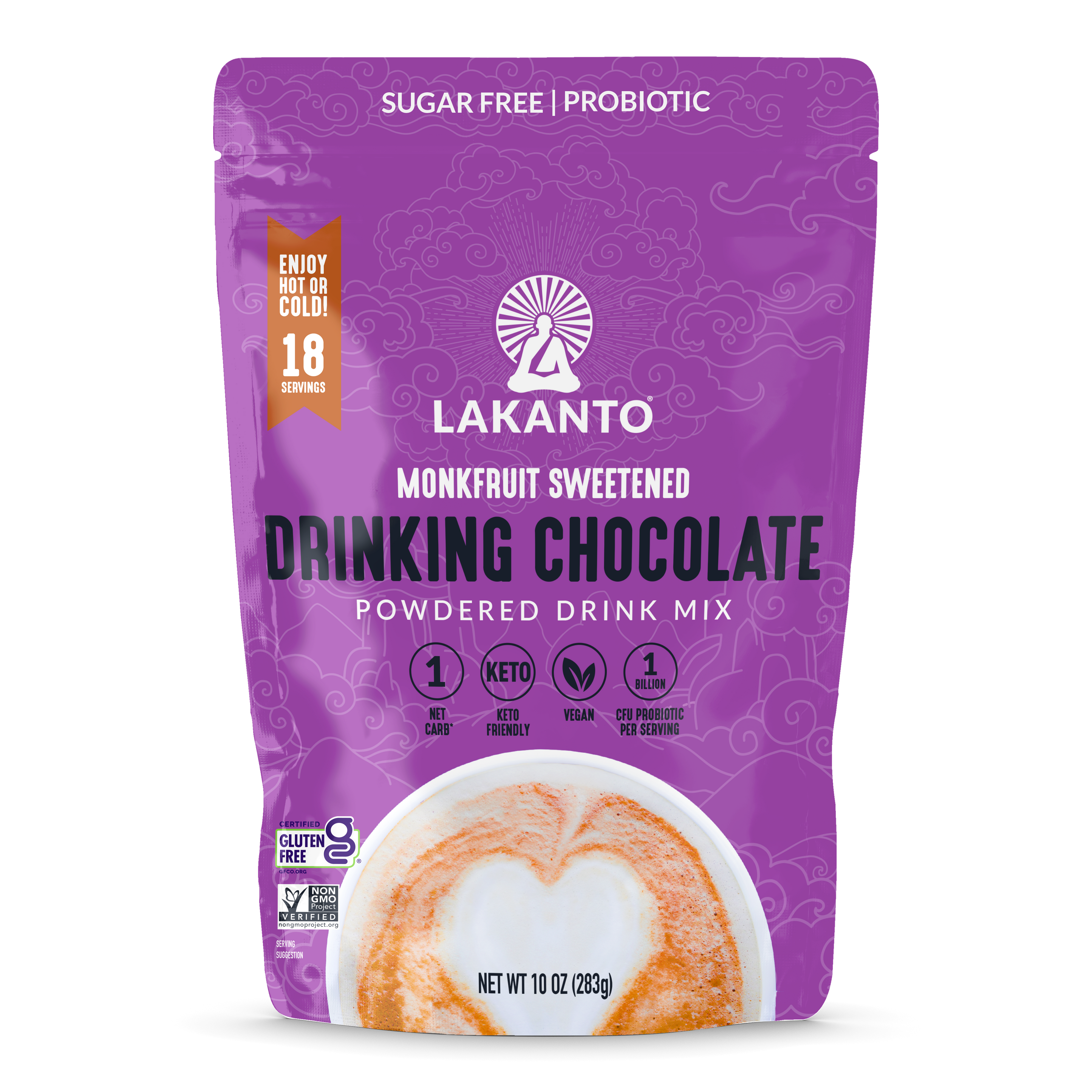 Lakanto Sugar-Free Drinking Chocolate with Probiotics, 10oz