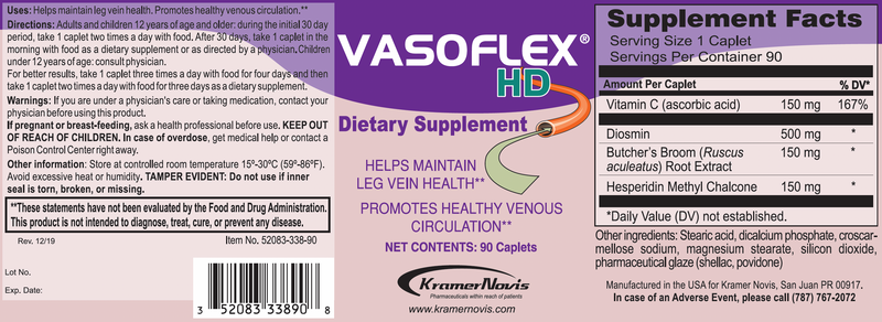 Vasoflex HD® Unflavored Caplets (90ct) - Helps Maintain Leg Vein Health & Promotes Healthy Venous Circulation