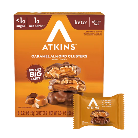 Atkins Nutritionals Keto Treat, paquet de 8 - Bouchées Amandes Caramel / Une boîte