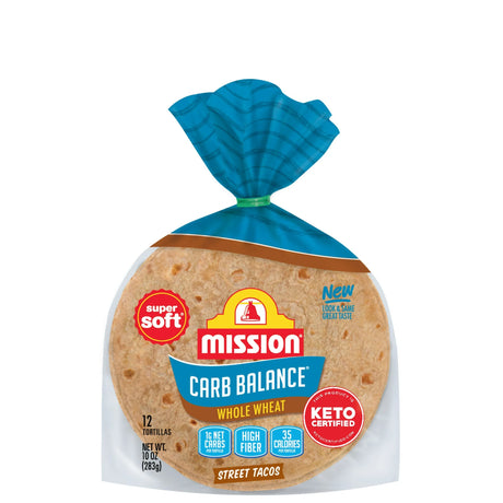 Mission Foods Carb Balance Tortillas de harina suaves estilo Street Tacos 12 unidades - Un paquete