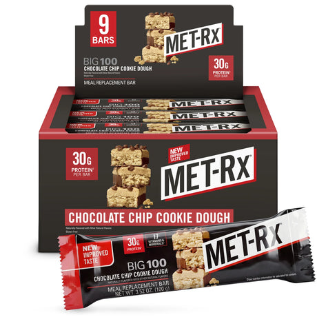 MET-Rx BIG 100 Food Bars - Chocolate Chip Cookie Dough / 9 Bars