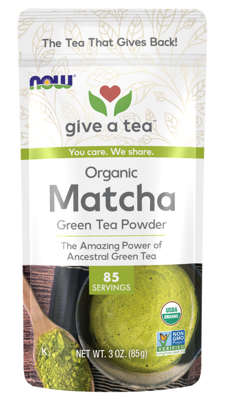 Poudre de thé vert matcha bio NOW, 85 g (DÉSTOCKAGE : À consommer de préférence avant le 31 octobre 2026)