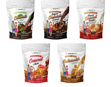 BariatricPal Citrato de Calcio sin Azúcar Masticables Suaves 500mg con Probióticos - Paquete de Variedad Dulce (5 Bolsas)