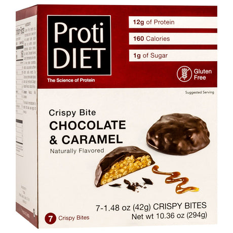 Bouchées croustillantes protéinées Proti Diet chocolat et caramel, 7 portions