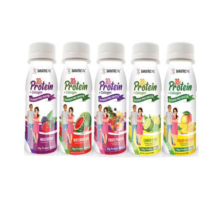 BariatricPal 30g Proteína de Suero y Colágeno Power Pro Shots - Paquete Surtido