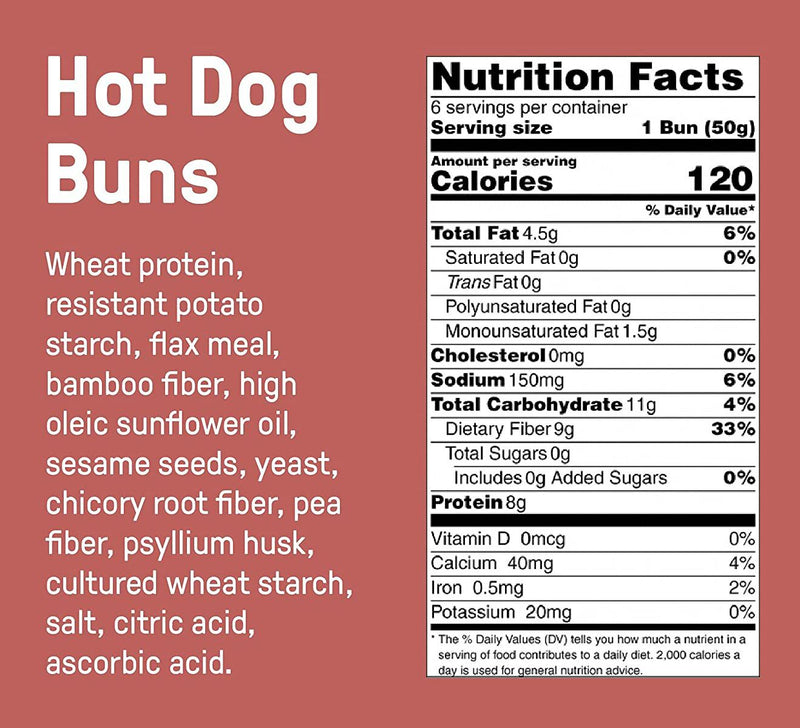 Carbonaut Low Carb Hot Dog Buns 6 buns 