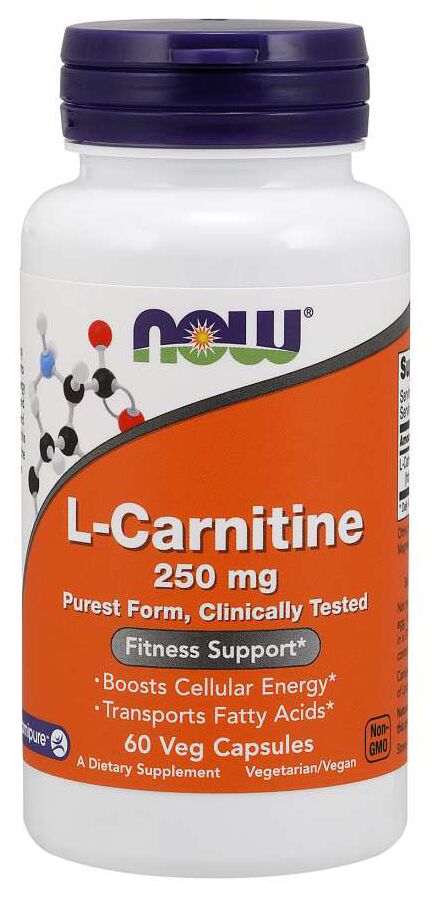 NOW L-Carnitine - 250 mg, 60 gélules végétales