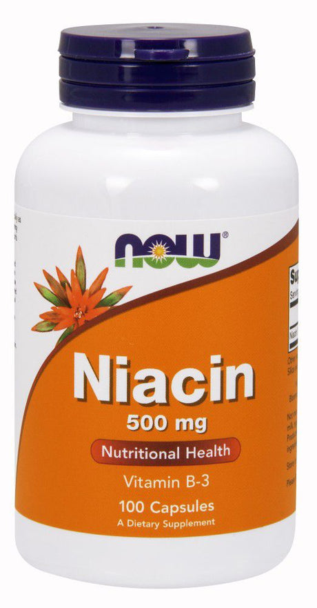 NOW Niacina, 500mg - 100 cápsulas / Niacina, 500 mg