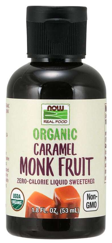 Endulzante Líquido de Fruta del Monje NOW, Orgánico - Caramelo (53 ml)