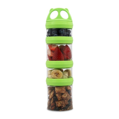 4 Compartment Twist Lock, Stackable, Leak-Proof, Food Storage, Snack Jars & Portion Control Lunch Box by BariatricPal