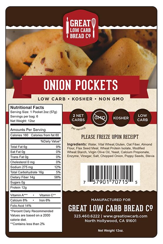 Great Low Carb Bread Company Onion Pockets 12 oz. 