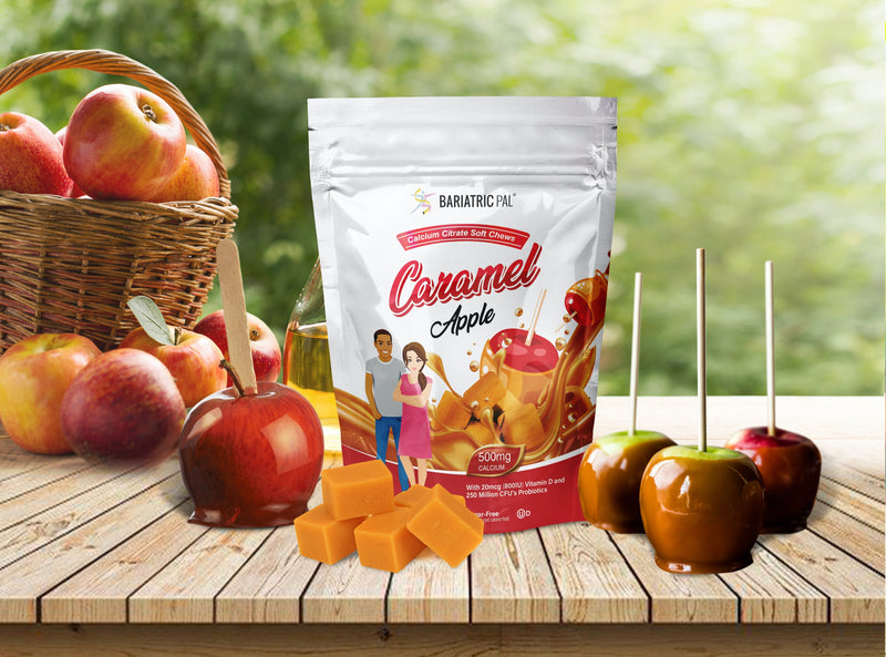 BariatricPal Sugar-Free Calcium Citrate Soft Chews 500mg with Probiotics - Caramel Apple 