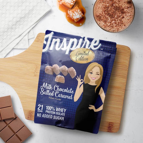 Inspire Proteína en Polvo con Chocolate con Leche sin Gluten y Caramelo Salado de Bariatric Eating - 14 porciones / Un paquete