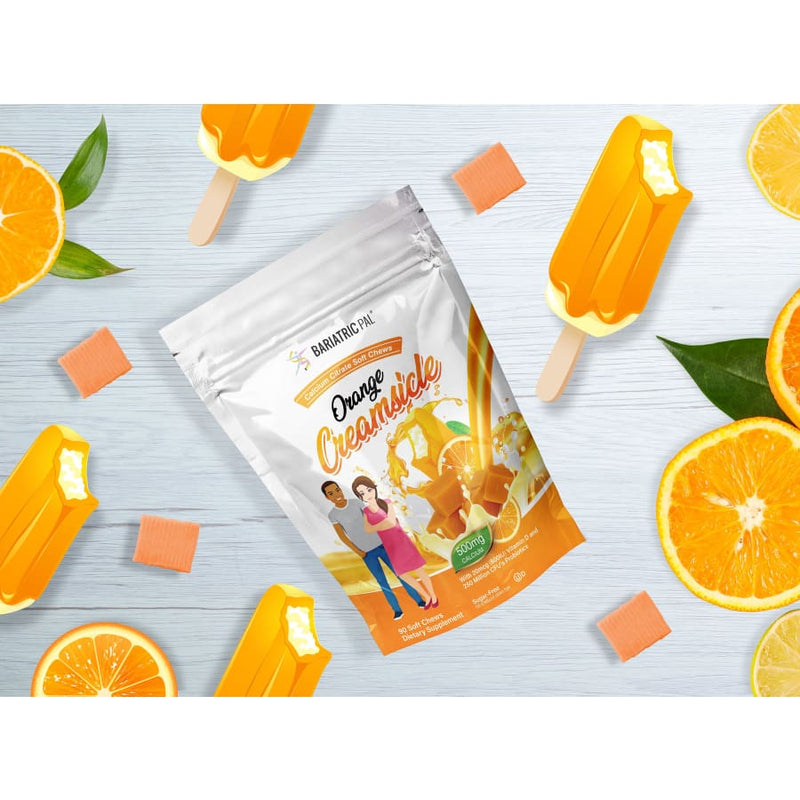 BariatricPal Sugar-Free Calcium Citrate Soft Chews 500mg with Probiotics - Orange Creamsicle 