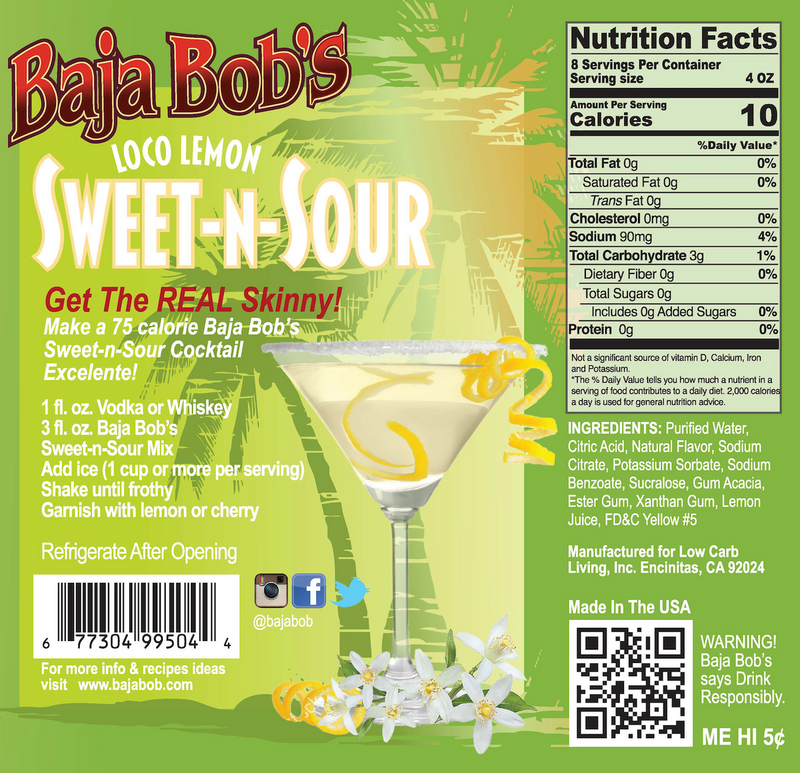Baja Bob's Sweet-n-Sour Mix - Loco Lemon 32 fl oz 