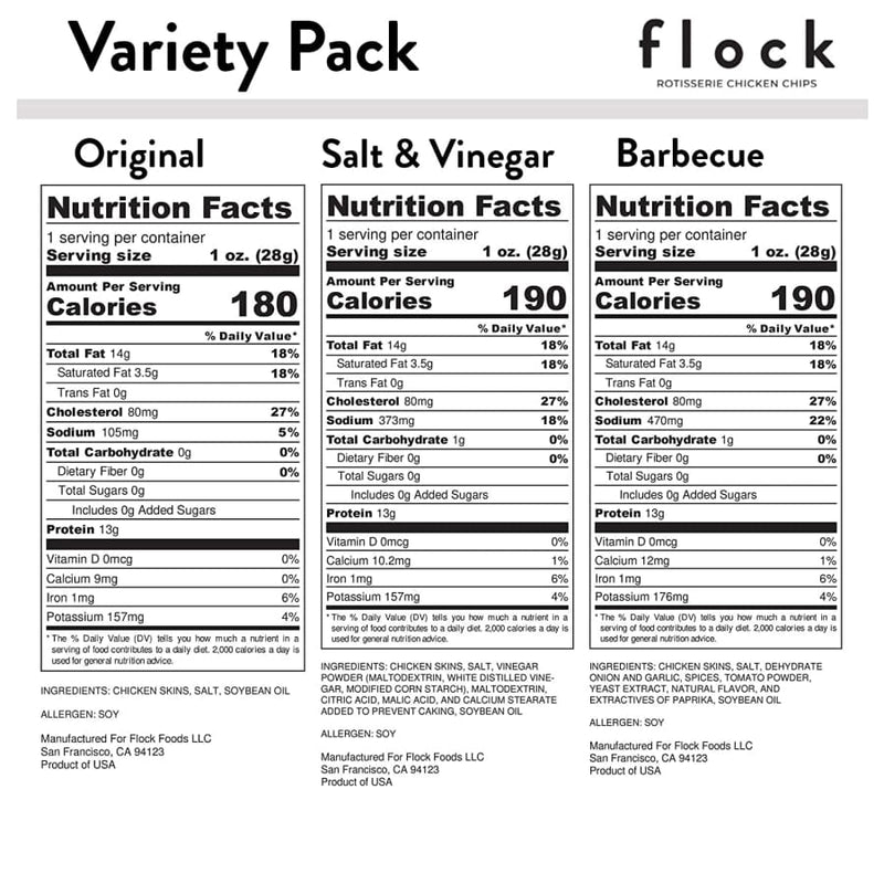 FLOCK Keto Chicken Chips - Variety Pack 