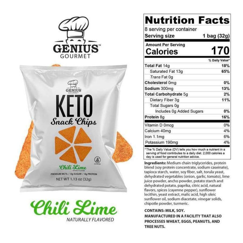 Genius Gourmet Keto Snack & Protein Chips - 4-Flavor Variety Pack 