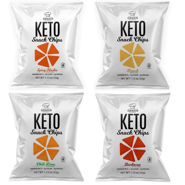 Genius Gourmet Keto Snack & Protein Chips - 4-Flavor Variety Pack 