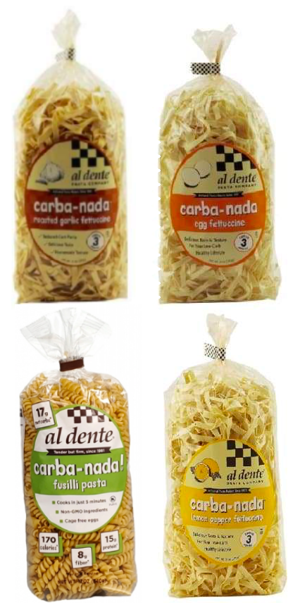 Carba-Nada Reduced Carb Pasta by Al Dente Pasta Company - 4 Flavor Variety Pack