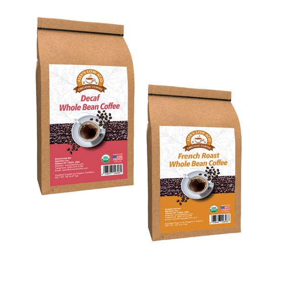 Alex's Low Acid Organic Coffee™ Perfectly Prepared Host 5lb Whole Bean Variety Pack 