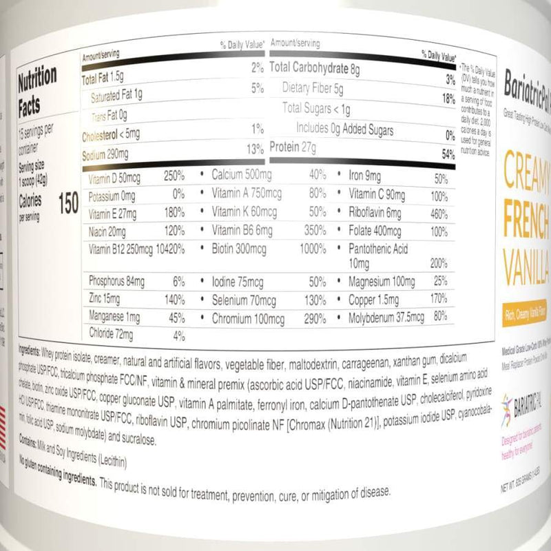 Protein ONE™ Complete Meal Replacement with Multivitamin, Calcium & Iron by BariatricPal - Creamy French Vanilla (15 Serving Tub) 