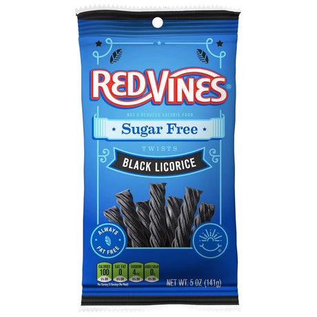 American Licorice Company Red Vines Sans Sucre Sachet de 142g - Réglisse noire / Un sac