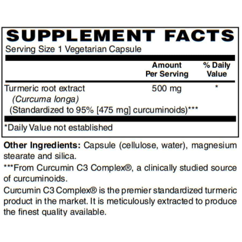 Turmeric Extract Capsules (500mg) with Curcumin C3 Complex® by BariatricPal 