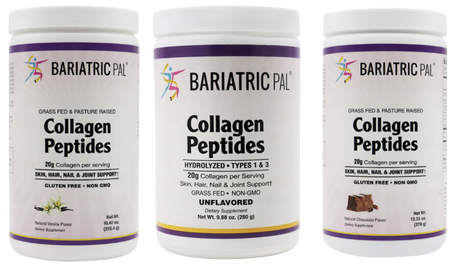 Collagen Peptides Powder (Hydrolyzed Type 1 & 3, Grass Fed) Skin, Hair, Nail & Joint Support by BariatricPal - Variety Pack