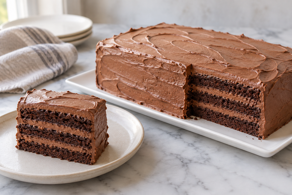 A slice of layered low-carb chocolate torte.
