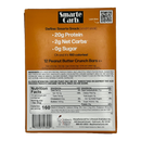 A product packaging for Smarte Carb Peanut Butter Crunch Bars features nutritional information, highlighting 20g protein, 2g net carbs, and 0g sugar, set against an orange background.
