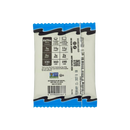 A package of RipVan waffles displays nutritional information, including calories and sugar content, with a blue and white design and a non-GMO label, set against a plain background.