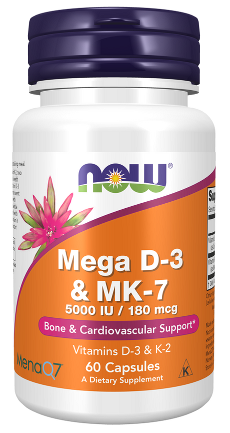 NOW Mega D-3 & MK-7, 60 cápsulas