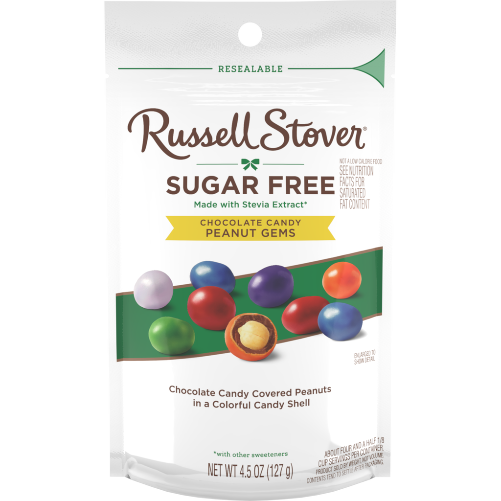 Russell Stover Sugar Free Chocolate Candy Peanut Gems 4.5 oz