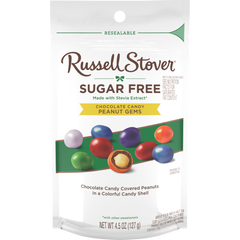 Russell Stover Sugar Free Chocolate Candy Peanut Gems 4.5 oz