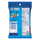 A blue package of Jolly Rancher Zero Sugar hard candy displays nutritional information and a barcode, highlighting 0 calories and 35 calories per serving, with colorful candies visible inside.
