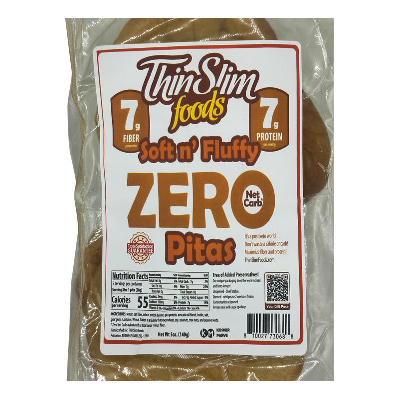 ThinSlim Foods Soft n' Fluffy ZERO Net Carb Pita 5 oz by ThinSlim