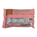A pink package of "Miracle Rice," featuring nutrition facts and cooking instructions, highlights its low-calorie content and ingredients, emphasizing it as a rice substitute made from konjac.