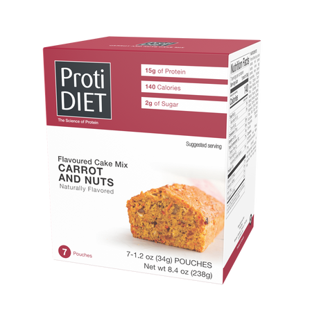 Préparation pour Gâteau Protéiné Proti Diet, Carottes et Noix, 7 Sachets - Lot de 1